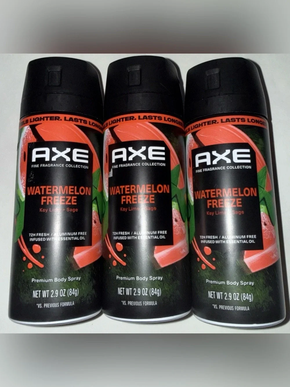 3x Men’s AXE Fine Fragrance Collection ~ Watermelon Freeze ~ Premium Body Spray